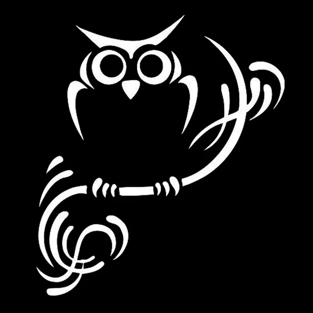 14.4cm*16.3cm Owl On Branch Cartoon Car Sticker Vinyl Car-Styling Black/Silver