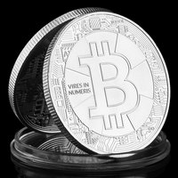 Physical Crypto Coin Collectible Silver Gold Plated Souvenir Bitcoin Cryptocurrency Commemorative Coin