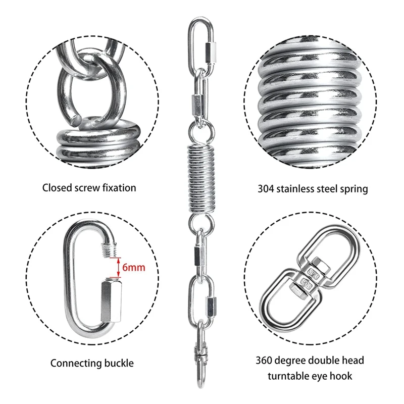 Schaukel feder für Hänge sessel, 250kg Tragfähigkeit mit 1 Karabiner haken und 360 ° Dreh haken, zum Aufhängen von Stuhl, Hängematte, Yoga usw.