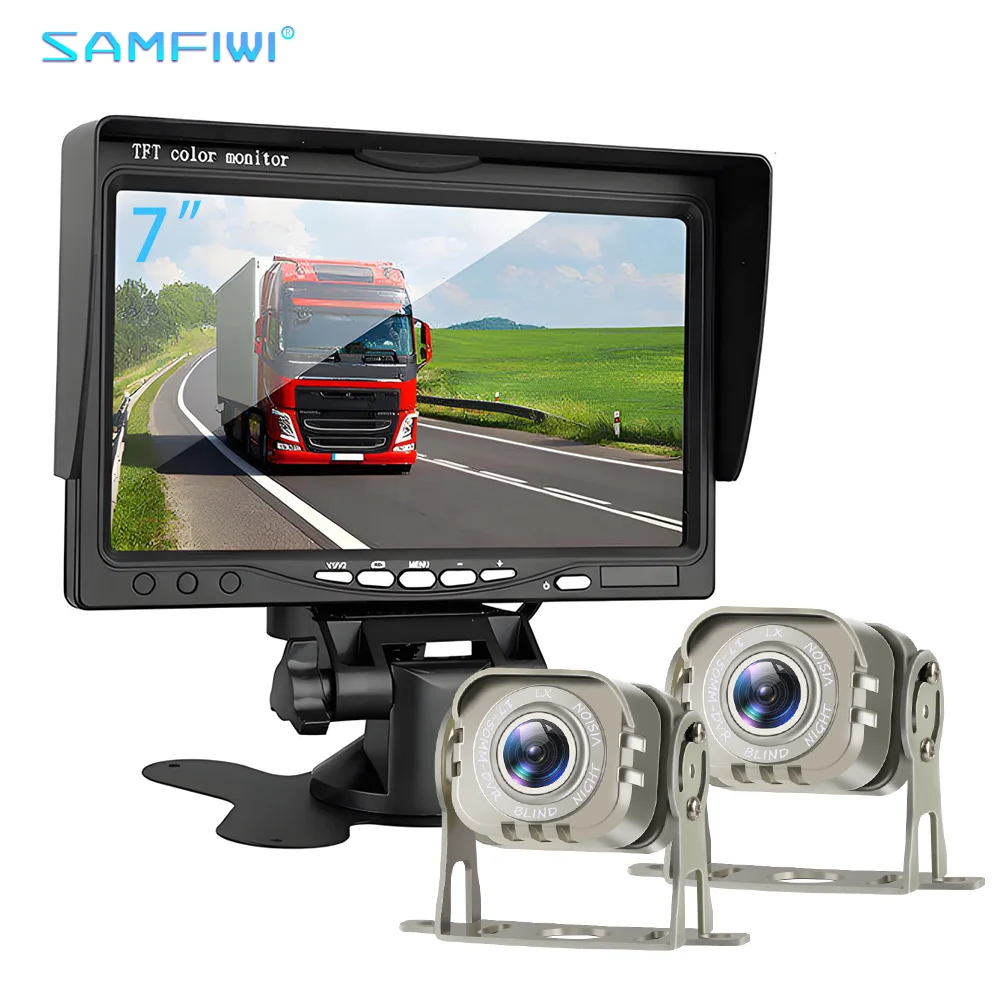 

2-канальный 7-дюймовый монитор с разделенным экраном, резервная камера AHD, камера ночного видения, водонепроницаемая камера заднего вида для автомобиля, грузовика, поддержка автомобиля, SD-карта