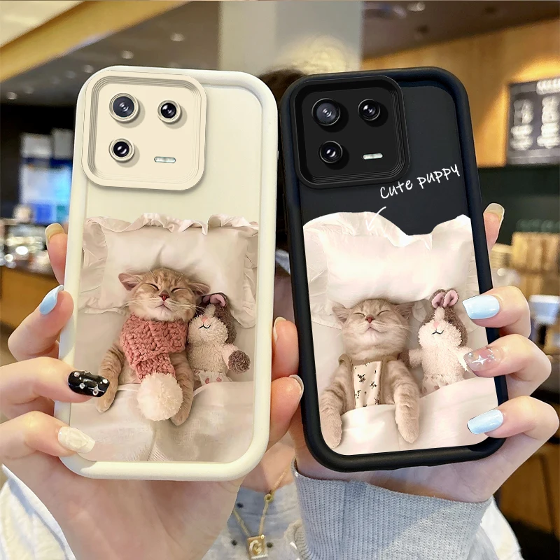 Cute Sleep Cat Phone Soft Case For XiaoMi 15 Pro Case 14 13 12 11T Pro 13 12 11 Lite Poco F6 F5 X5 X3 Pro Shockproof Cover Funda