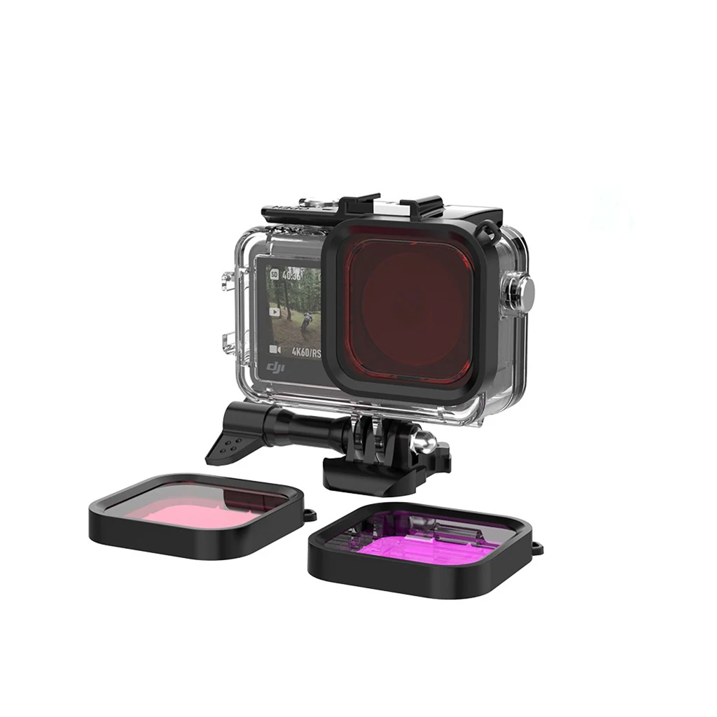 For DJI Osmo Action 3 4 5 Pro Accessories 45M Diving Waterproof Case Housing Mount Shell Water Filter Red Pink For Dji Action3