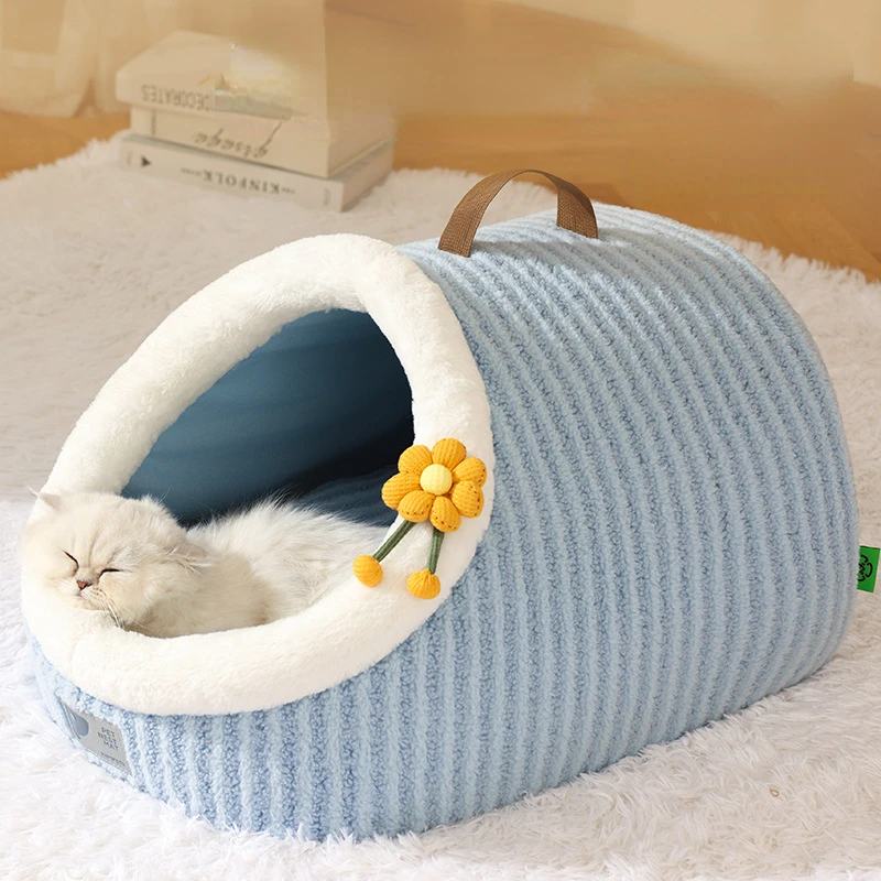 New Autumn and Winter Warm Cat Nest Ins Wind Semi-enclosed Portable Pet Nest Three-dimensional House Dog Nest