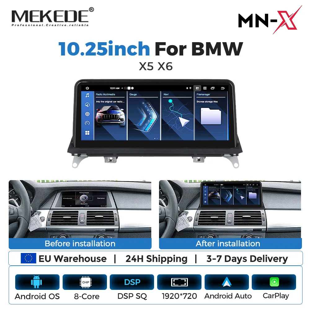 EU-Lieferung 128GB ROM Android 14 Auto-Multimedia-Video-Player für BMW X5 E70 X6 E71 2008-2012 CCC CIC-System Carplay-Navigation