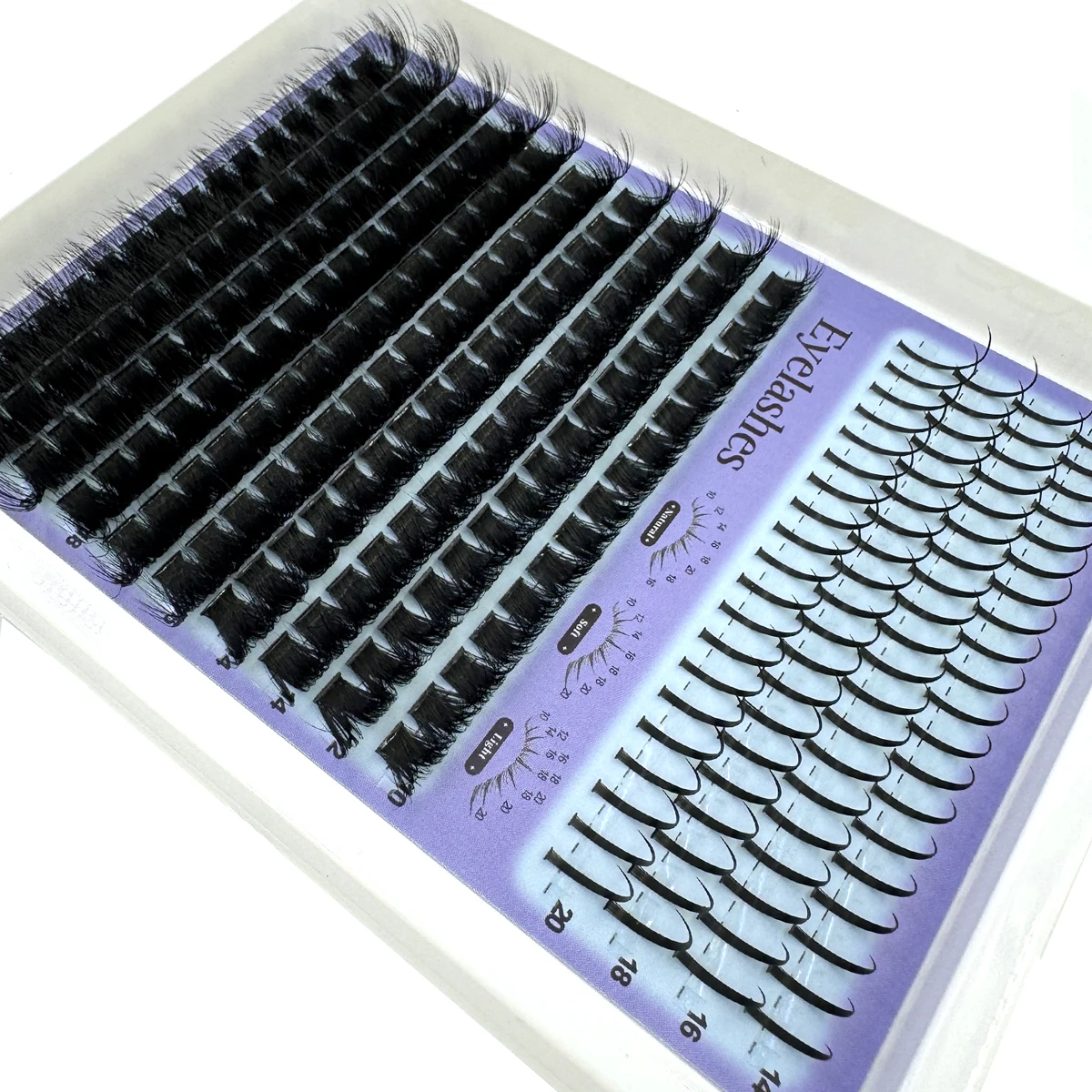 14 rijen Spikes + 60D-200D Wimpers Clusters Piekerige Manga Wimpers Clusters Extension Unieke Spiky Cluster Anime Individuals Fairy Lashes