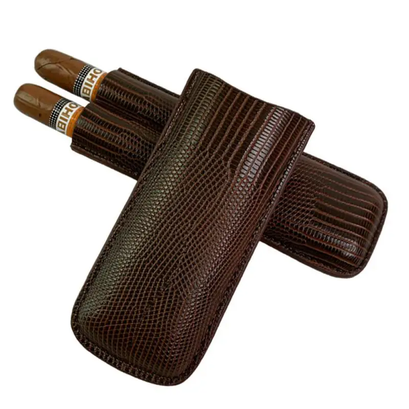 5/4/3/2/1pcs Man-made Leather Cigar Case 2 Tube Cigar Holder Mini Humidor Travel Box Portable Cigar Accessory for Cohiba Cigar