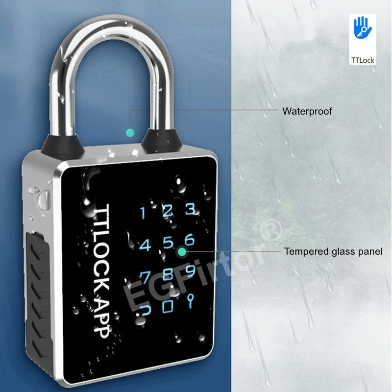 TTLock Password Bluetooth Padlock Touch Screen RFID IC Card Key Home Security Waterproof Cabinet Electronic Bag Luggage Padlock