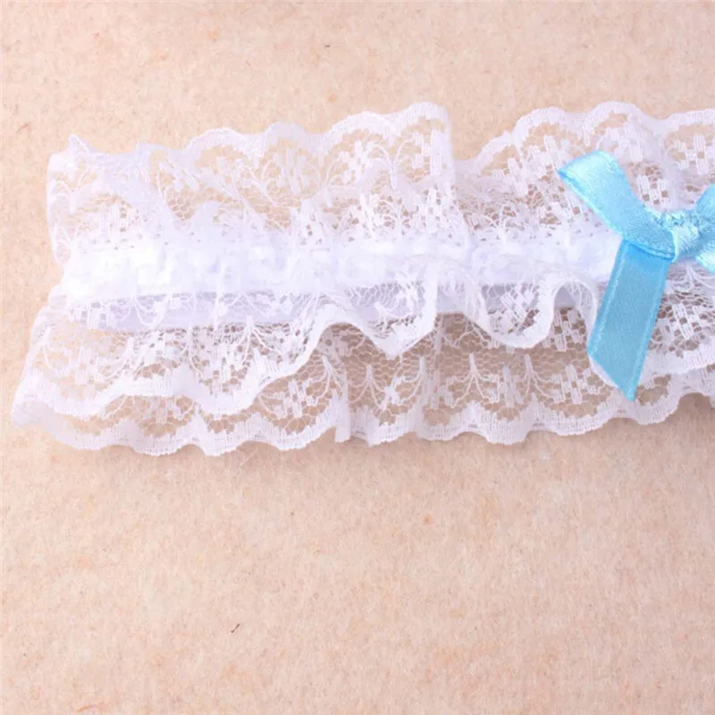 Women Stocking Garter Belt Girl Bridal Lace Flowers Blue Leg Ring Loop For Princess Cosplay Wedding Party view 6