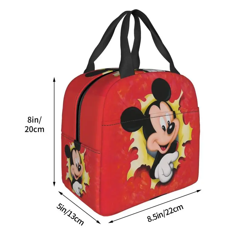 Custom Mickey Mouse Insulated Lunch Box for Women Portable Thermal Cooler Lunch Bag Food Picnic Container Tote Bags