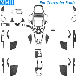 For Chevrolet Sonic 2012-2016 Real Carbon Fiber Gear Shift Air Outlet Steering Wheel Panel Set Car Interior Accessories Sticker