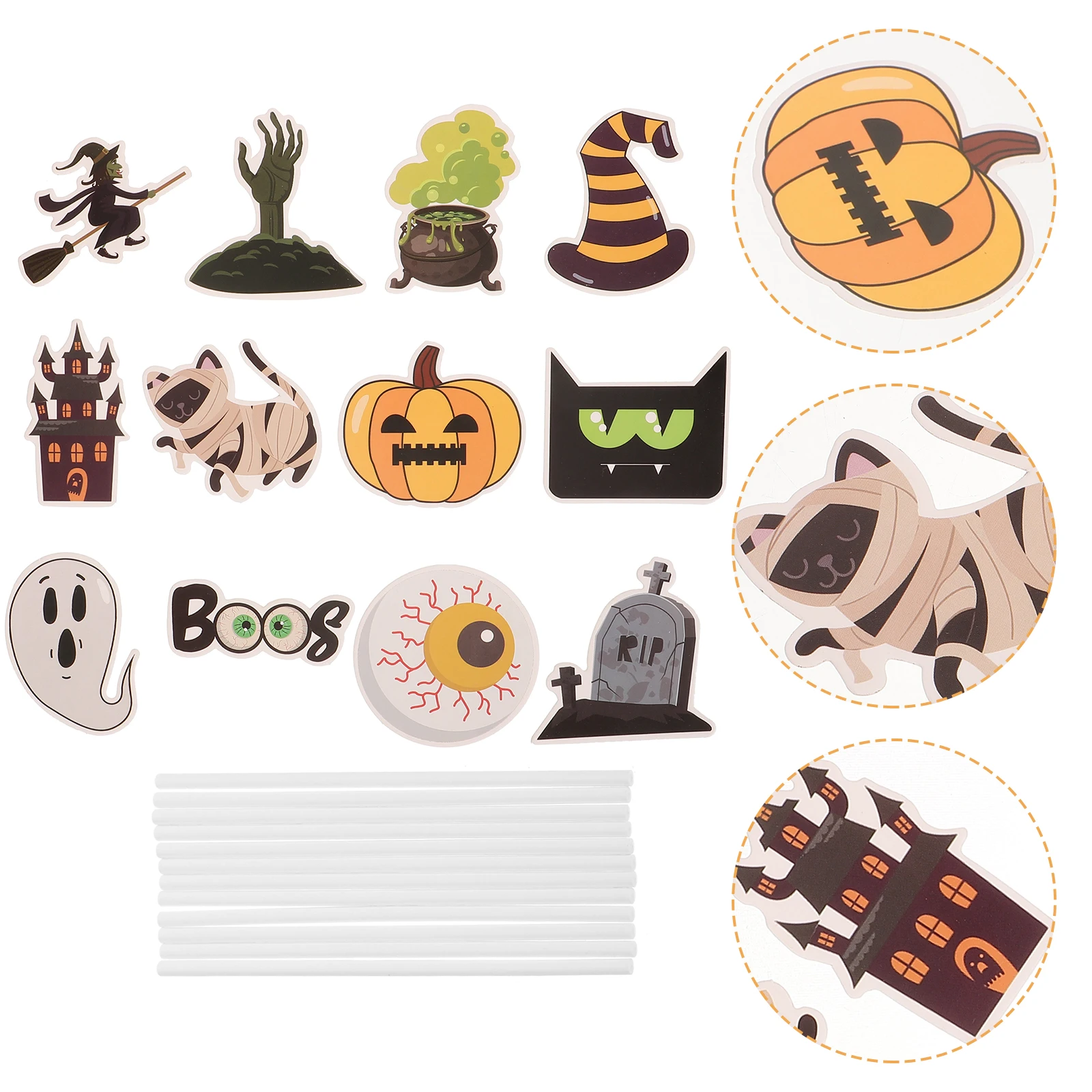 

12 Pcs Pumpkin Picks Halloween Cake Decorations Birthday Party Supplies Cupcake Topper Paper Themed Cake naments