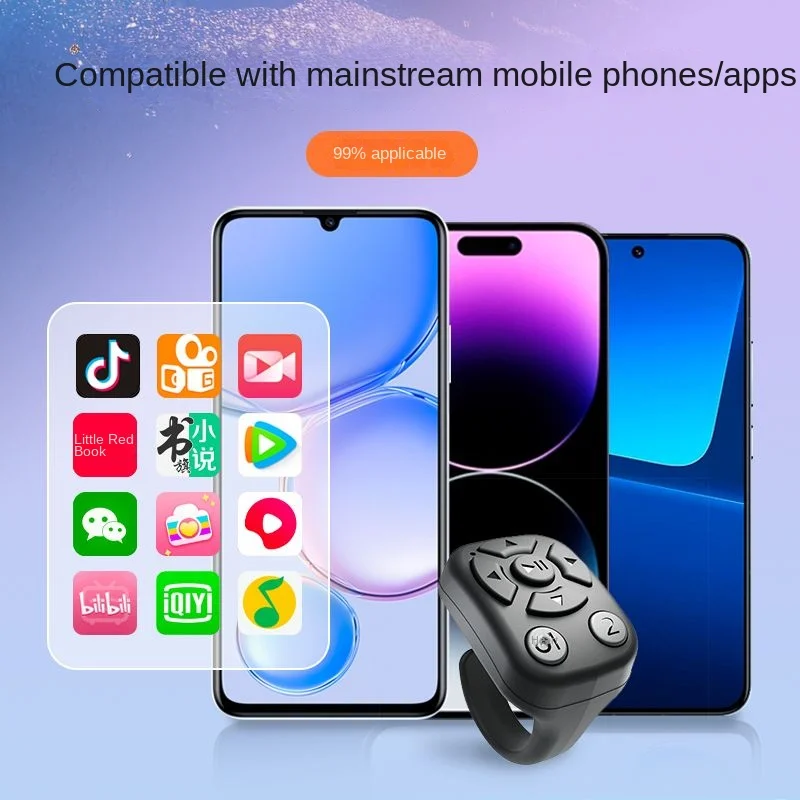 Ring Style telecomando Mobile Page Turner Bluletooth V5.3 registrazione Video telecomando 7 tasti Compact Fingertip Controller Selfie