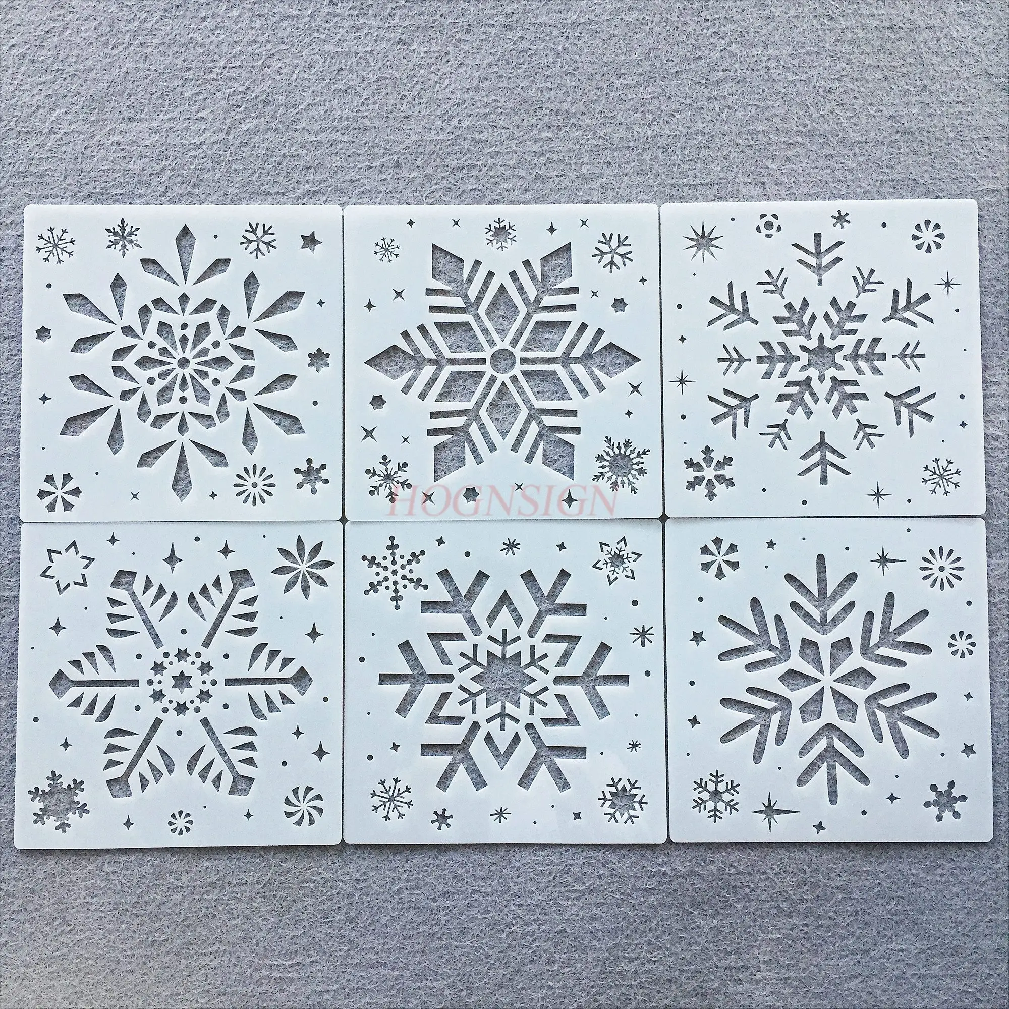 6pcs/set Christmas Template Snowflake Hand drawn Spray Painting Art Hollow Painting Auxiliary Template