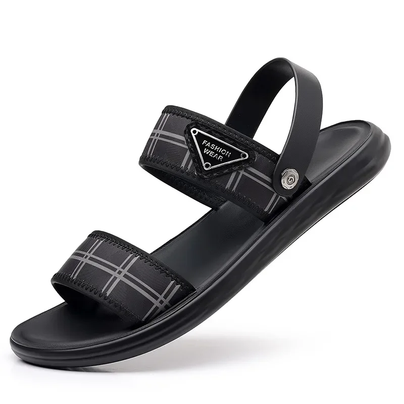 Sandalias Retro británicas para hombre, zapatos informales de suela suave, sin cordones, para playa y aire libre, a la moda, 2024