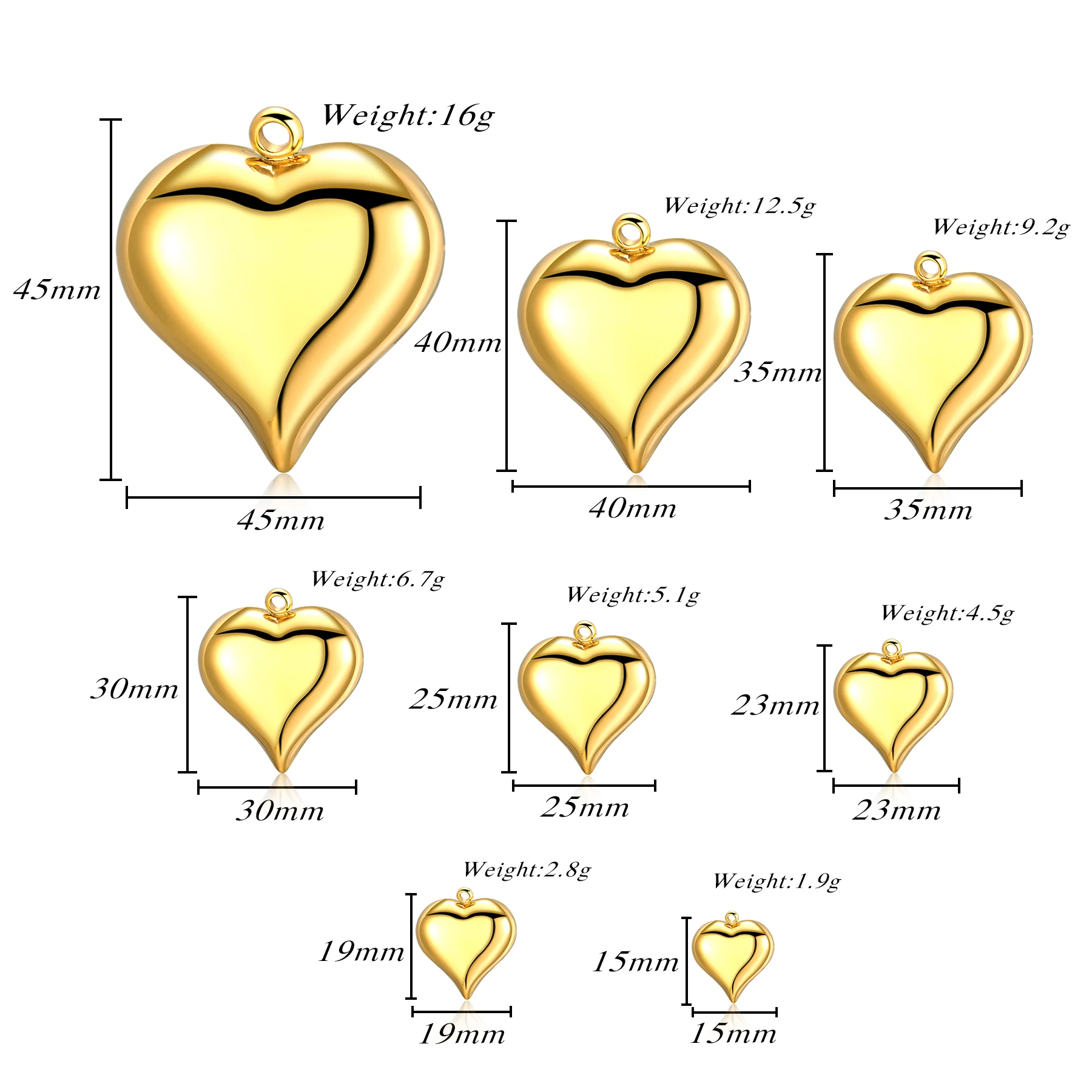 2 قطعة ثلاثية الأبعاد قلادة القلب الكبير عالية الجودة الفولاذ المقاوم للصدأ اكسسوارات ل عقد دي اي واي سوار صنع المجوهرات العثور