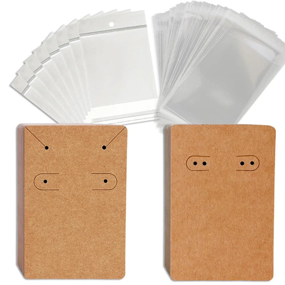 

50pc 6x9cm Self-adhesive Plastic Cello Bag Earrings Display Necklaces KeyChain Cards for DIY Making Cardboard Jewelry 2035