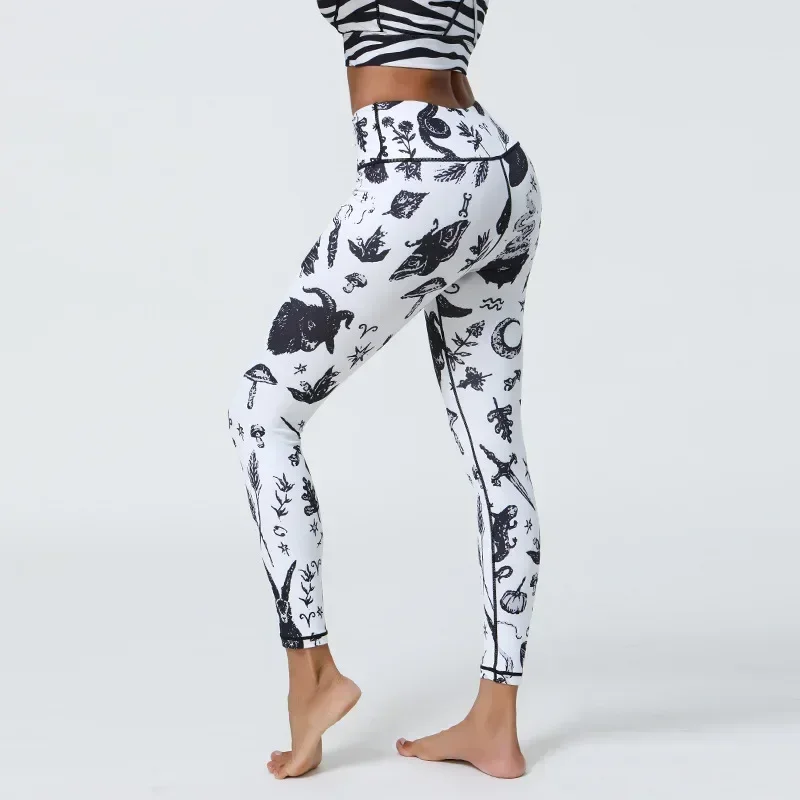 Women Floral Printed Thin High Stretch Leggings High Waist Slim Sports Fitness Gym Leggings 8Z