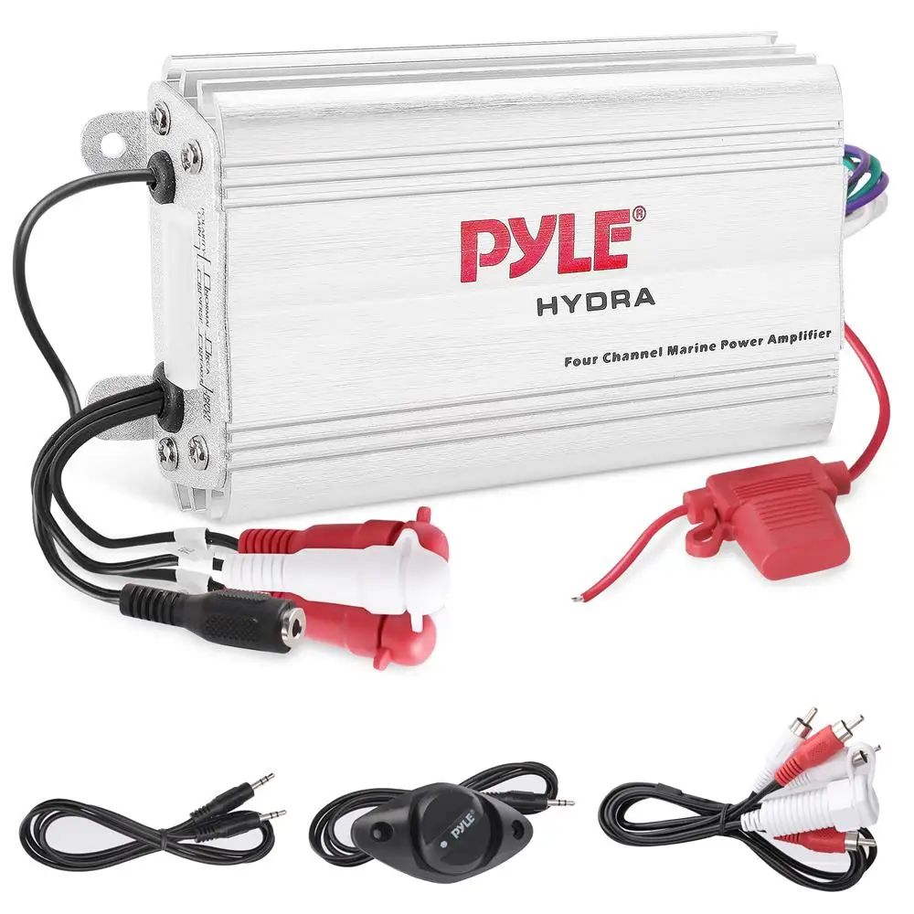 

Pyle 400W 4-Channel Hydra Marine Micro Amplifier - Waterproof - RCA Input - 3.5mm Jack - MP3 - Soft Turn On/Off - Volume Gain