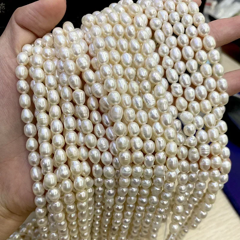 Wholesale Middle Quality 5-6mm Natural Freshwater Pearl Rice Shaped Loose Pearl Beads DIY Necklace Bracelet 5 Strands/lot