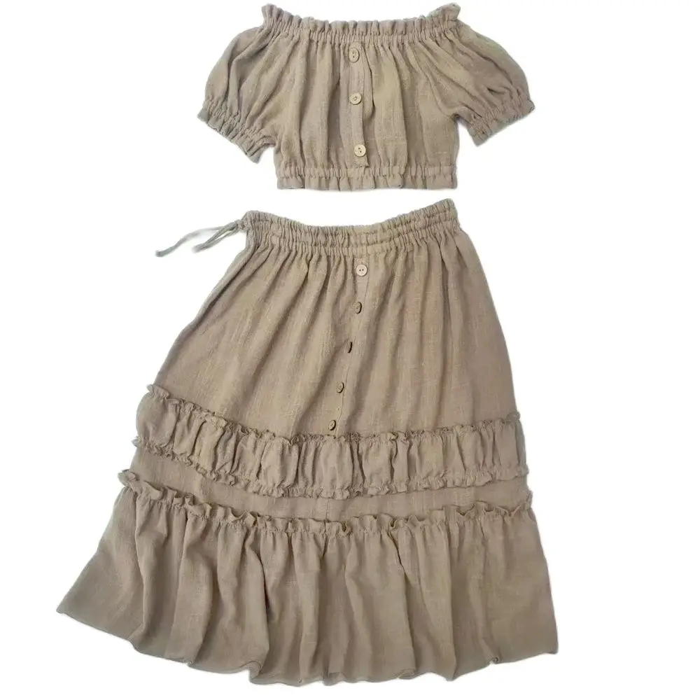 9-13 Year Old Girl Linen Cotton Two-Piece set Bohemian Dress For Parent-Child Wear Photo Shoot Photography Dress For Girl