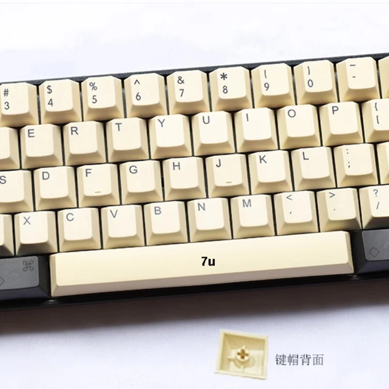 HHKB Cherry Keycaps Disesuaikan 61 Buah PBT Sublimasi Cross Axis HHKB Keyboard Key Caps Lucu Retro Sederhana Putih 7U Space Gamer