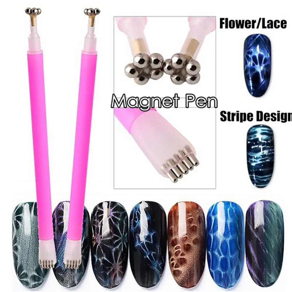 Caneta magnética Nail Art para DIY, polonês 3D, ferramenta de manicure gel UV, listra flor dos olhos, beleza e saúde, 1pc