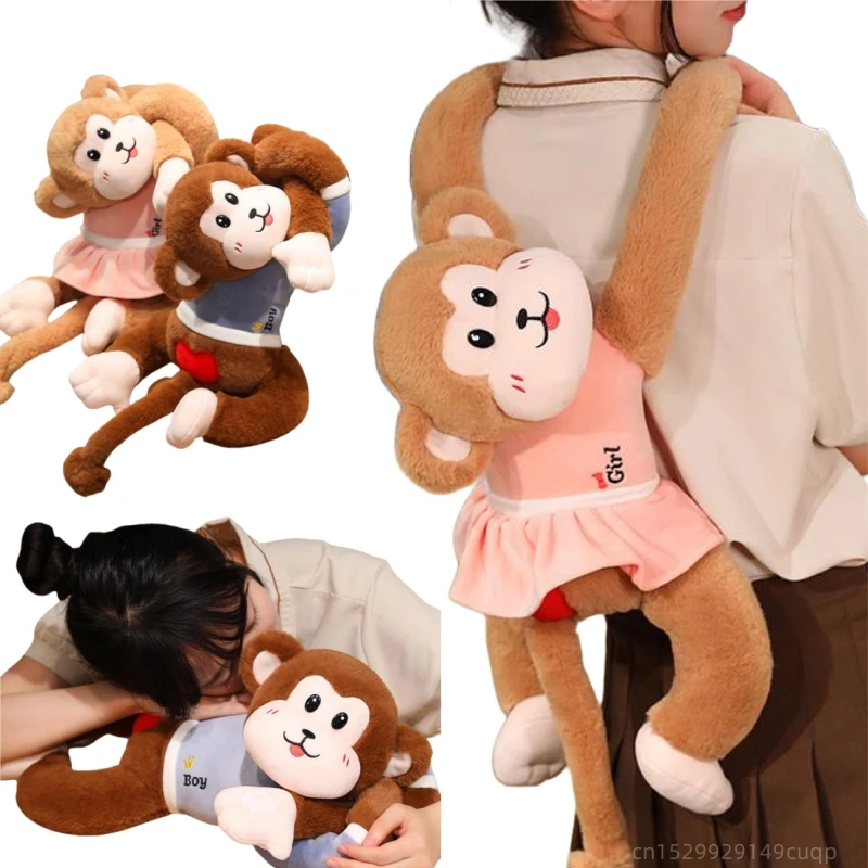 60/80cm Creative Cute Cartoon Dress Super Long Arms Monkey Plush Doll Warm Hug Halter Doll Christmas Gift For Boys And Girls