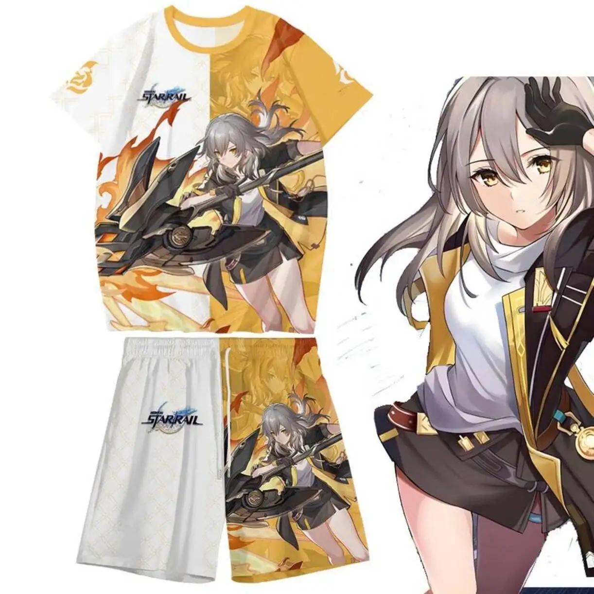 

Anime Honkai: Star Rail Trailblazer Stelle Cosplay T-Shirt And Shorts Cool Summer Short Sleeve Tops Streetwear Sport Acg Tee Shi