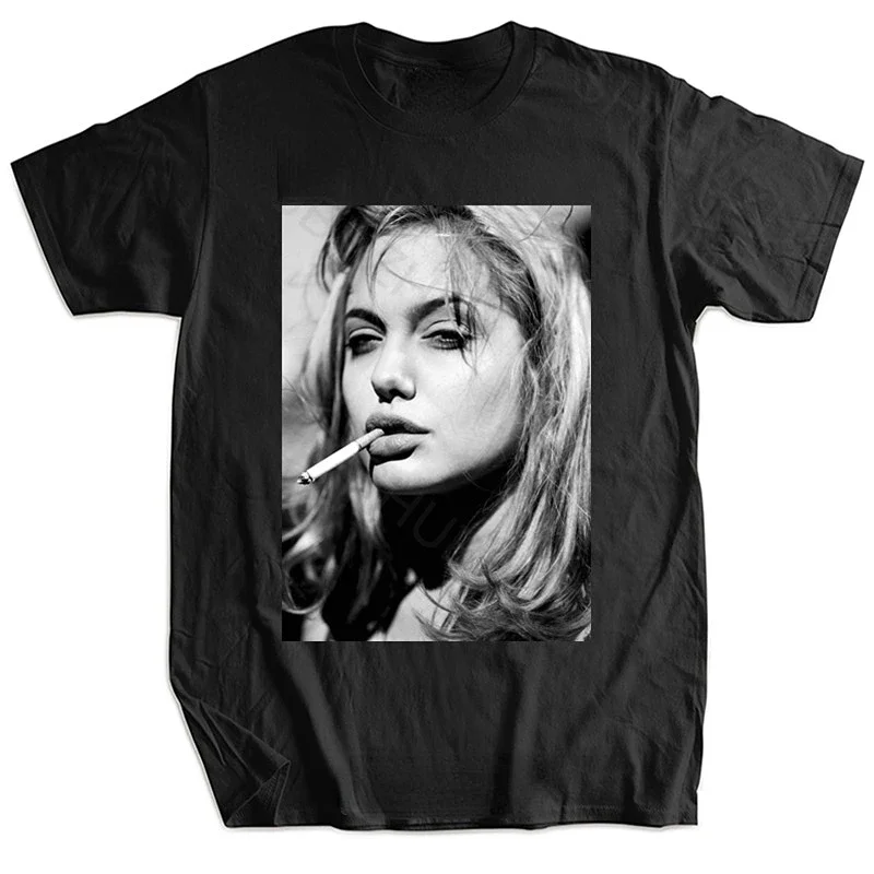 Men Clothing Fashion Hiphop  Angelina Jolie Brad Pitt Fihjt Club Dvd Punk Ciggy Tshirt Trend Tops Retro Tee Camisetas De Mujer