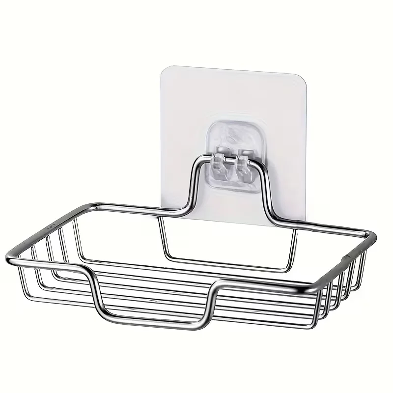 Suporte de Sabonete de Aço Inoxidável Montado na Parede, com Adesivo, Design de Instalação Sem Furos. Adequado para Pias de Cozinha