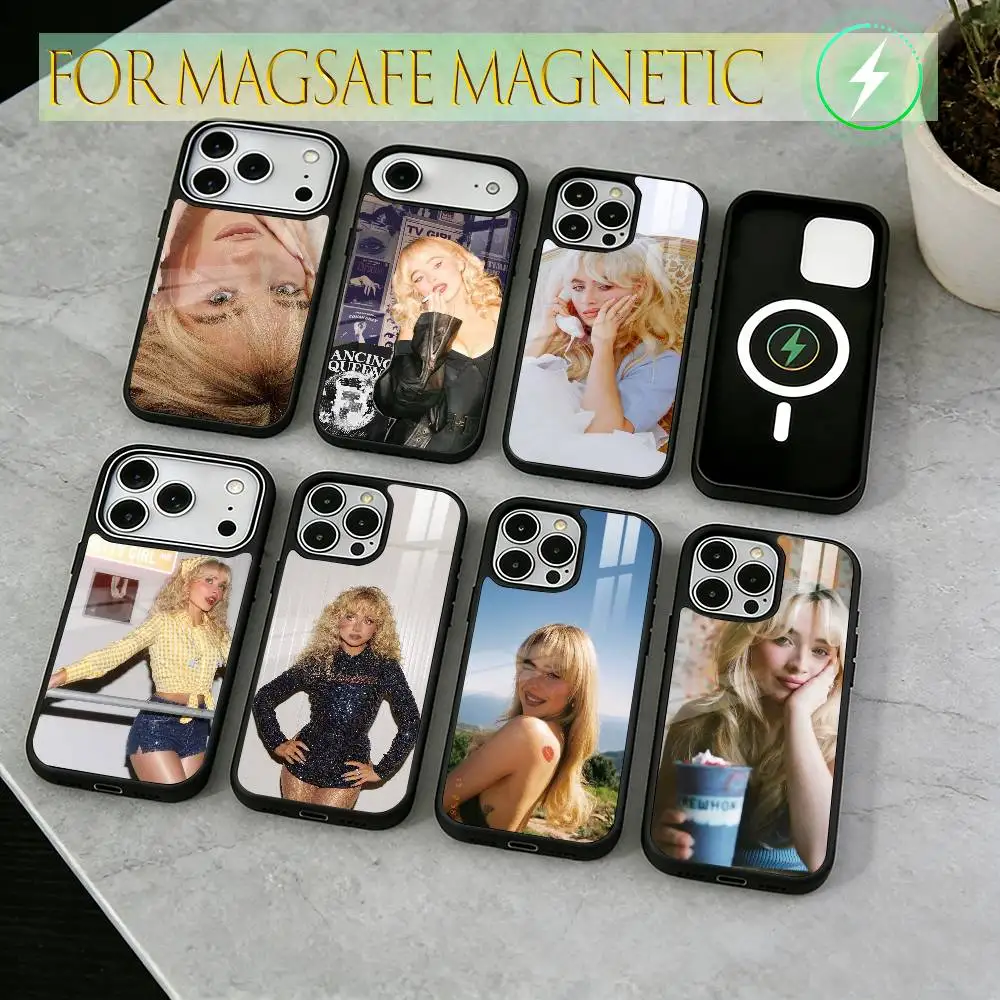 

Pop singer Sabrina Carpenter Phone Case For iPhone17,16,15,14,13,12,11 Plus,Pro Magnetic with Magsafe Wireless Charging