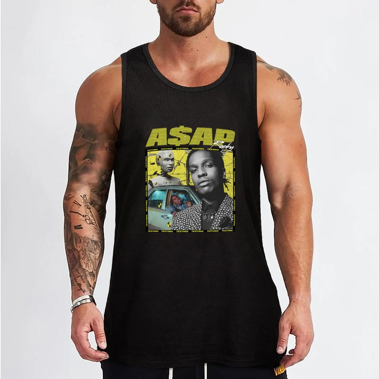 Asap Rocky, Testing, 90's, Vintage, Tank Top T-shirt men T-shirts men gym wear men