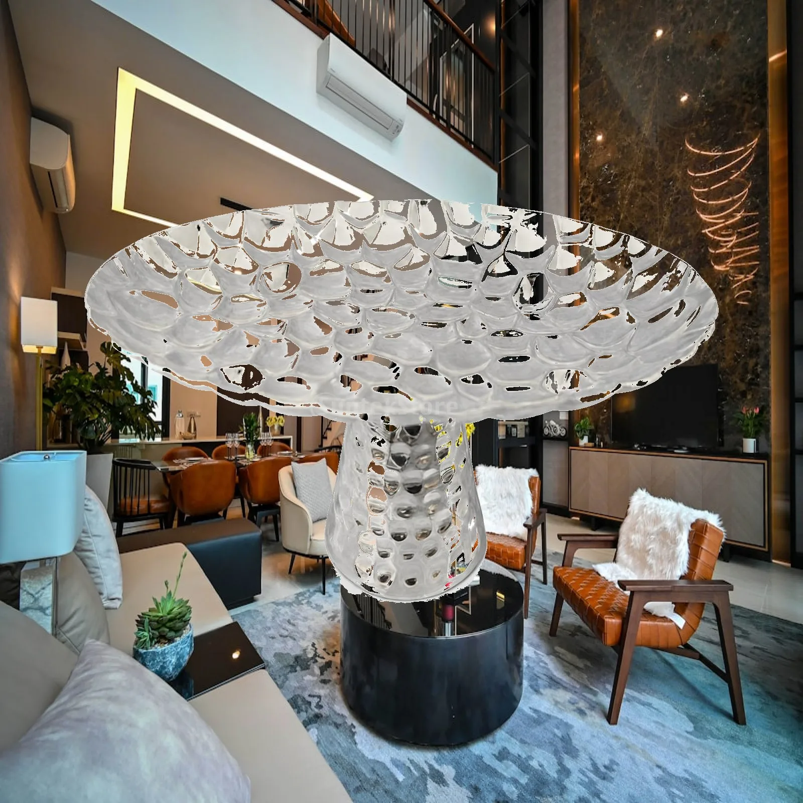 Decorative Fruit Tray Electroplated Oval Serving Tray Honeycomb Texture