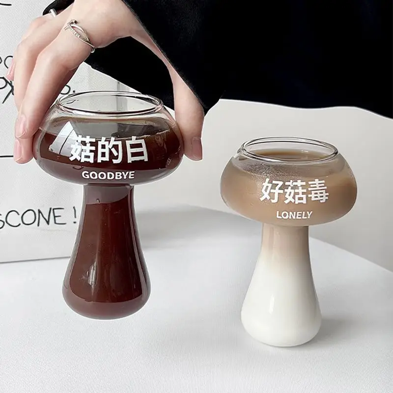 Creative and Personalized Design, Good Mushroom Poison Glass Cup, Funny Ice American Latte Coffee Juice Cup