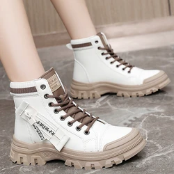 Women's Shoes 2023 Fashion Lace Up Women's Boots Autumn Round Toe Mixed Colors Short Barrel Low Heel Fashion Boots Zapatos