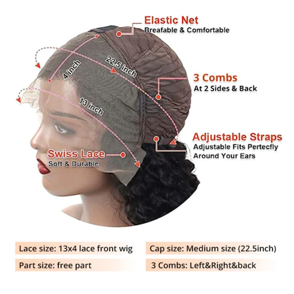 Cabello birmano de 6 pulgadas, corto, rizado, corte Pixie, pelucas de cabello humano 100%, peluca de encaje transparente 13x4x1, Color Natural para mujeres negras