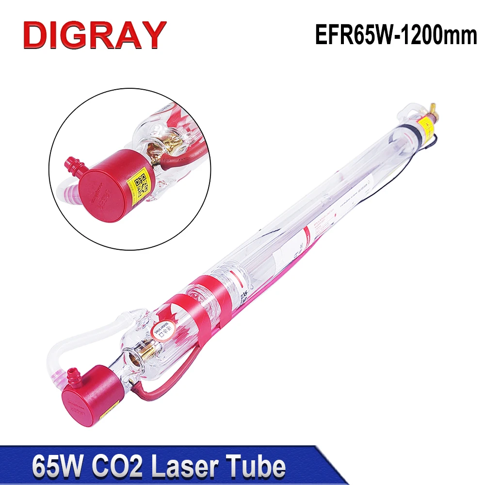 DIGRAY EFR 70W CO2 หลอดเลเซอร์เส้นผ่านศูนย์กลาง 55 มม.หลอดเลเซอร์ความยาว 1200 มม.หลอดเลเซอร์เหมาะสําหรับเลเซอร์แกะสลักและตัดเครื่อง