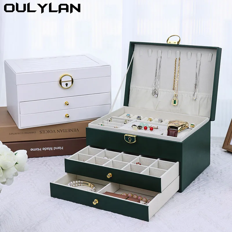 Organizer 3 Layered High-end Jewelry Watch Box PU Leather Storage Display Packaging Box Large Capacity Double Drawer