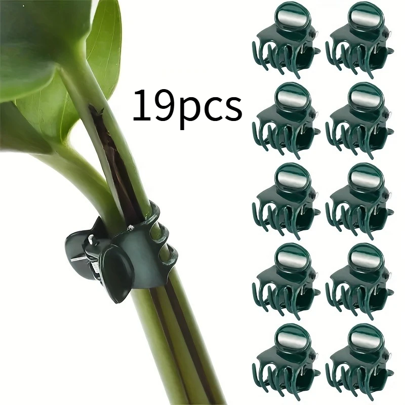 Durable Plastic Plant Support Clips - Orchid Stem & Vine Sustainers - Ideal for Garden Vegetables & Flowers, 19pcs Bundle