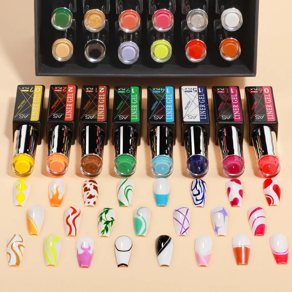 AS Solid Line Gel-Nagellack, nicht im Set, 24 Farben, für Maniküre, Zeichnung, Nagellack, DIY-Malerei, Lack, reiner Liner, Nägel, Kunstgel