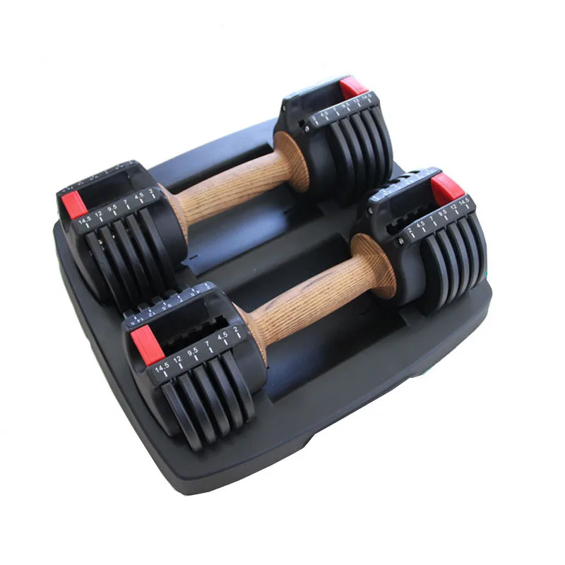 Ready to ship home used fitness equipment 14.5lb /6.6kg 90 lb/40 kg adjustable dumbbell Set with wooden handle for body building