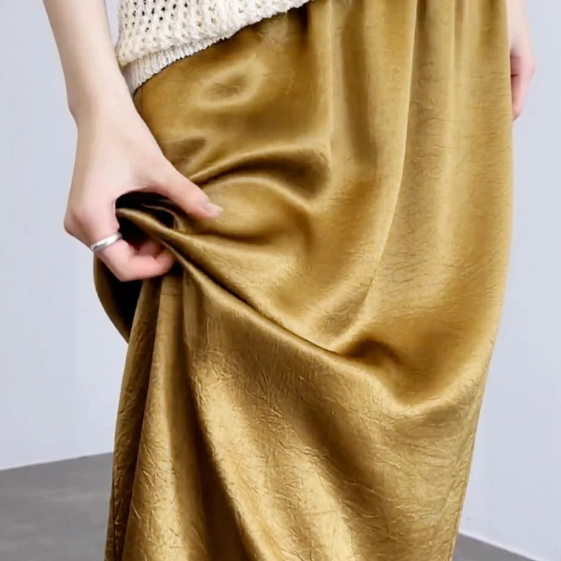 أزياء بسيطة نصف تنورة للنساء الصيف تنورة طويلة النمط الصيني الجديد Bodycon تنورة أنيقة عالية الخصر ألف خط تنورة #4