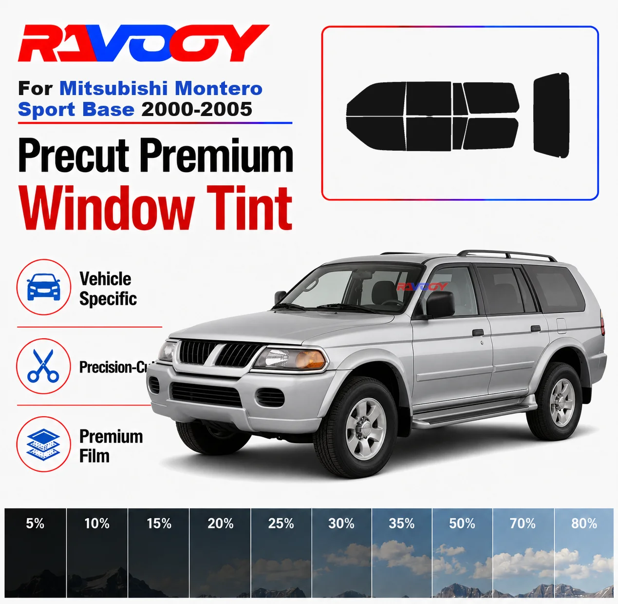 premium-precut-window-tint-kit-front-rear-windows-rear-windshield-for-mitsubishi-montero-sport-base-2000-2005-nano-ceramic-film
