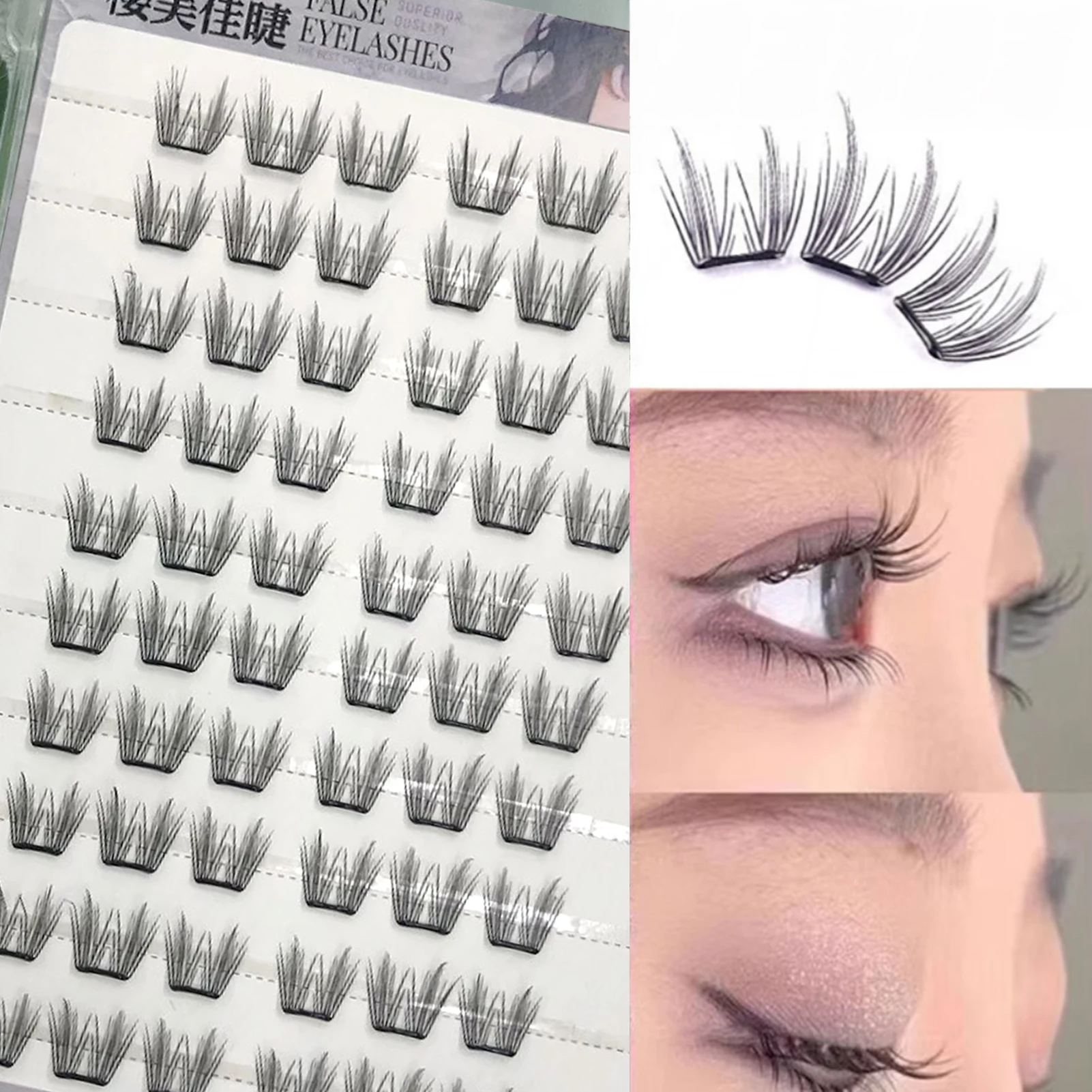 Dünne, leichte, flauschige falsche Wimpern-Cluster, natürliche Wispy Korean Girl Group Wimpernverlängerung, kleberfrei, tägliches Make-up, 6/10/20 Reihen