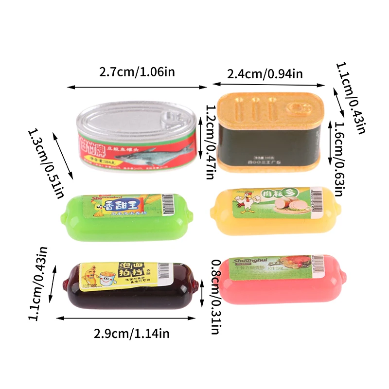 5Pcs 1/12 Dollhouse Simulation Ham Canned Dollhouse Miniature Food Decoration Dolls House Accessories