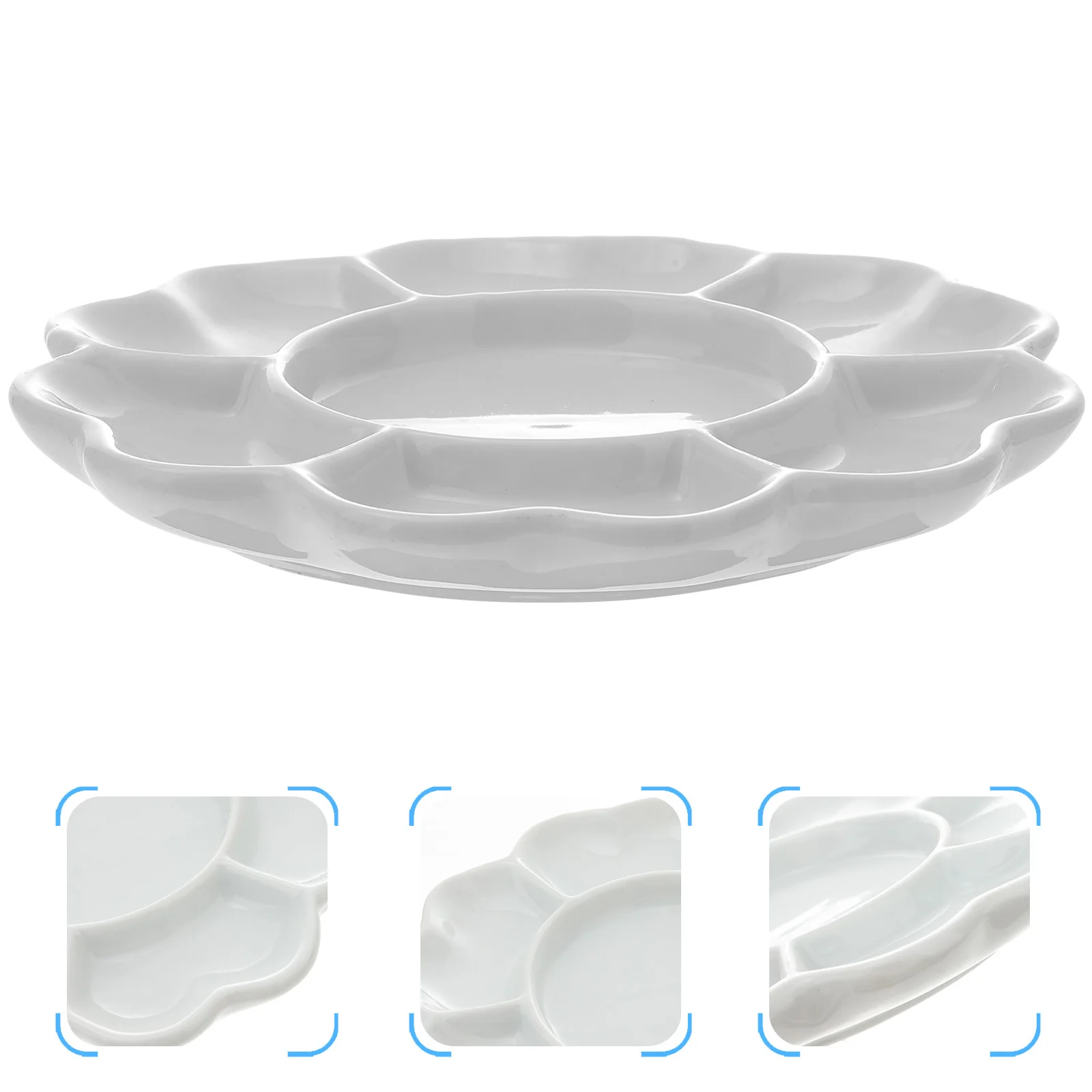 

Compact Plum Blossom Ceramic Watercolor Palette Handy Paint Tray for Painting Drawing Art Craft Travel Friendly