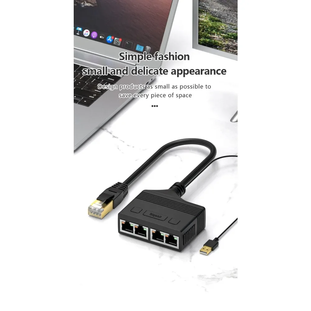 

RJ45 Splitter 1 to 4 Ethernet Adapter Internet Network Cable Extender RJ45 Connector Coupler for PC Laptop TV Box Router