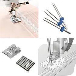 5/7/9 Grooves Tucker Presser Foot Pintuck Feet Twin Double Pins Knitting Needle For Household Sewing Machine Accessories Singer