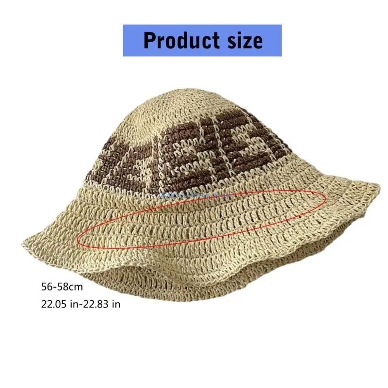 N0PE قبعة من القش مطرزة يدويًا وقابلة للطي ذات حواف واسعة وخفيفة الوزن من الكروشيه في الهواء الطلق