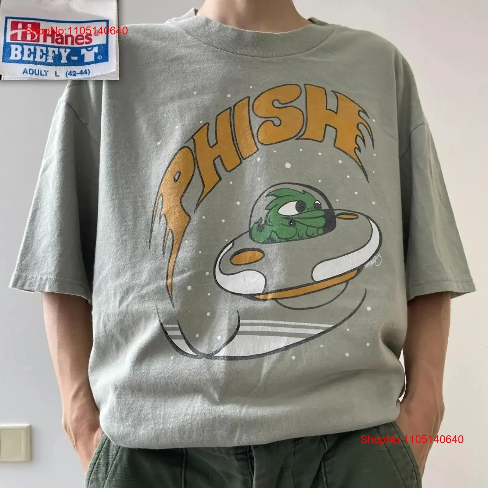 

Gg51 90-S Футболка Phish Fish Band Rock Summer Tour Vintage Haines L Зеленый винтажный стираный повседневный растянутый топ для повседневной носки
